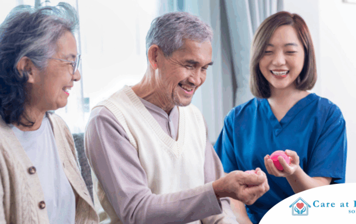 A caregiver provides home care services to manage arthritis.